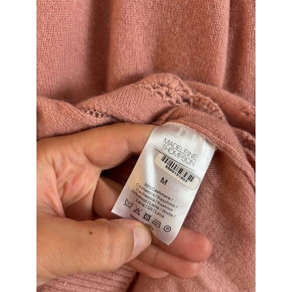 Madeleine Thompson Women’s Cashmere Wool Hawthorne Cardigan Pink M Scalloped - Picture 6 of 8
